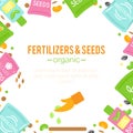 Vector fertilizer illustrations. Seeds pack design.