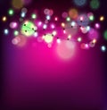 Vector festive background of luminous garlands of light bulbs Royalty Free Stock Photo