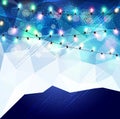 Vector festive blue background with luminous garlands Royalty Free Stock Photo