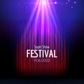 Vector Festive design with lights. Poster for concert, party, theater, dance template. Stage with Curtains. Poster Template Royalty Free Stock Photo