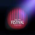 Vector Festive design with lights. Poster for concert, party, theater, dance template. Stage with Curtains. Royalty Free Stock Photo