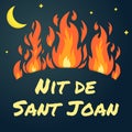 Vector poster Night of Saint John on catalan language.