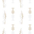 Vector Festive Scandinavian Reindeer in Gold and Silver on White seamless pattern background. Perfect for fabric