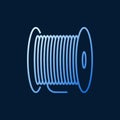 Vector fiber optic cable bobbin concept blue outline icon Royalty Free Stock Photo