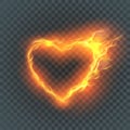 Vector fiery heart on a transporent background