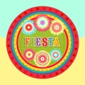 Fiesta postcard, text, abstract flower, frame Royalty Free Stock Photo