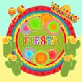 Fiesta postcard, cactus, sombrero, maraca, text Royalty Free Stock Photo