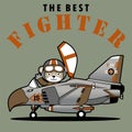 Vector of fighter jet cartoon with funny pilot Royalty Free Stock Photo