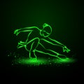Figure skating neon illustration. The girl on skates performs her dance. Royalty Free Stock Photo