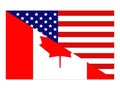 American and Canadian flags