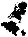 Benelux map - three states in western Europe: Belgium, the Netherlands, and Luxembourg