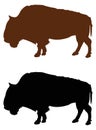 Buffalo or bison silhouette - large wildlife animal Royalty Free Stock Photo