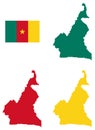 Cameroon flag and map - country wedged in West and Central Africa