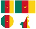 Cameroon flag and map - country wedged in West and Central Africa