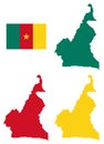 Cameroon flag and map - country wedged in West and Central Africa