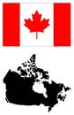 Canada map and flag - country in North America Royalty Free Stock Photo