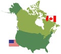 Canada and USA maps and flags - two countries in North America Royalty Free Stock Photo