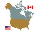 Canada and USA maps and flags - two countries in North America Royalty Free Stock Photo