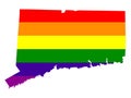 Connecticut map with LGBT flag Royalty Free Stock Photo