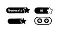 User interface toggle buttons with star and AI icons in black and white vector design for digital applications and web platforms Royalty Free Stock Photo