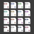 Vector file extensions icons set