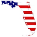 Florida map with USA flag - southernmost contiguous state in the United States