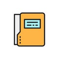 Vector file folder, dossier folder flat color line icon.