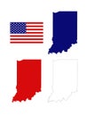 Indiana maps with USA flag - state in the United States Royalty Free Stock Photo