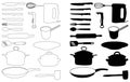 Kitchen elements silhouette - set icons