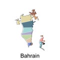 Vector file map of Bahrain, Iran regions map illustration design template Royalty Free Stock Photo