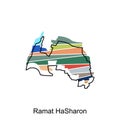 vector file map of Ramat HaSharon, Outline Map of Israel country Vector Design Template. Editable Stroke