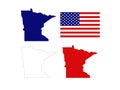 Minnesota maps with USA flag - state in northern regions of the United States