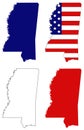 Mississippi map with USA flag - state in the Southern United States Royalty Free Stock Photo