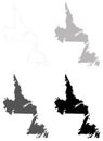 Newfoundland and Labrador map - the most easterly province of Canada Royalty Free Stock Photo