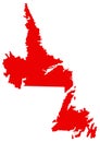 Newfoundland and Labrador map - the most easterly province of Canada Royalty Free Stock Photo