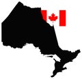 Ontario map with Canadian flag - province located in east-central Canada Royalty Free Stock Photo