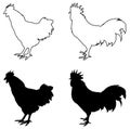 Rooster silhouette - cockerel or cock, farm bird