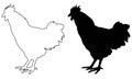 Rooster silhouette - cockerel or cock, farm bird