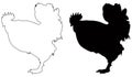 Rooster silhouette - cockerel or cock, is a male gallinaceous bird Royalty Free Stock Photo