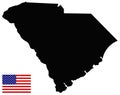 South Carolina map with USA flag - state in the southeastern region of the United States Royalty Free Stock Photo