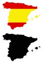 Spain map and flag - sovereign state on the Iberian Peninsula in Europe