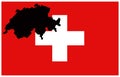 Switzerland, Swiss Confederation map and flag - sovereign state in Europe Royalty Free Stock Photo