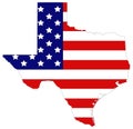 Texas map with USA flag - the second largest state in the United States