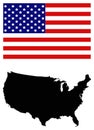 USA map and flag - federal republic in North America