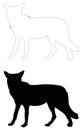 Wolf silhouette - grey/gray wolf or timber wolf Royalty Free Stock Photo