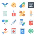 Vector Filled Color Icon Set. Contains such Icons as Pills, Tablet, Painkiller, Aspirin, Health and more.