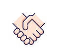 Vector filled outline icon illustration. Handshake, shaking hands, friendship, business and cooperation concepts