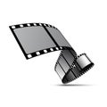 Vector film strip reel. Movie cinema 3d filmstrip tape background Royalty Free Stock Photo