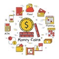 Vector finance and banking concept - money coins