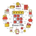 Finance and banking linear concept- enter pin code Royalty Free Stock Photo
